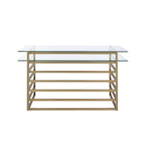 Shona - Writing Desk - Clear Glass Top & Antique Gold