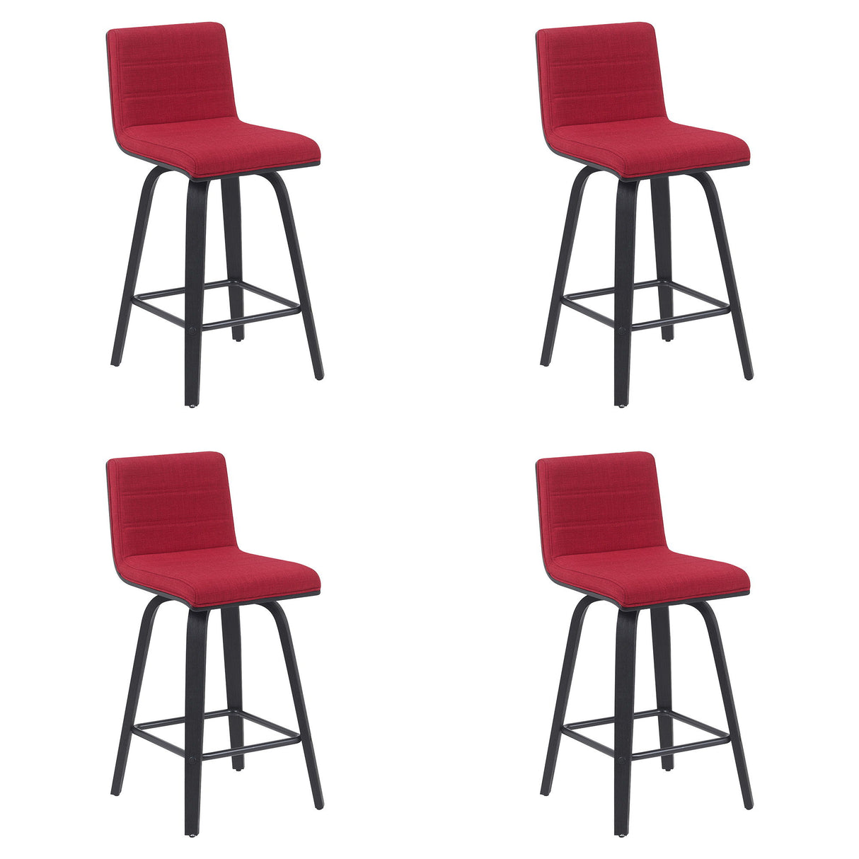 Vienna - Modern Counter Height Swivel Bar Stool - Black Brushed Wood Frame