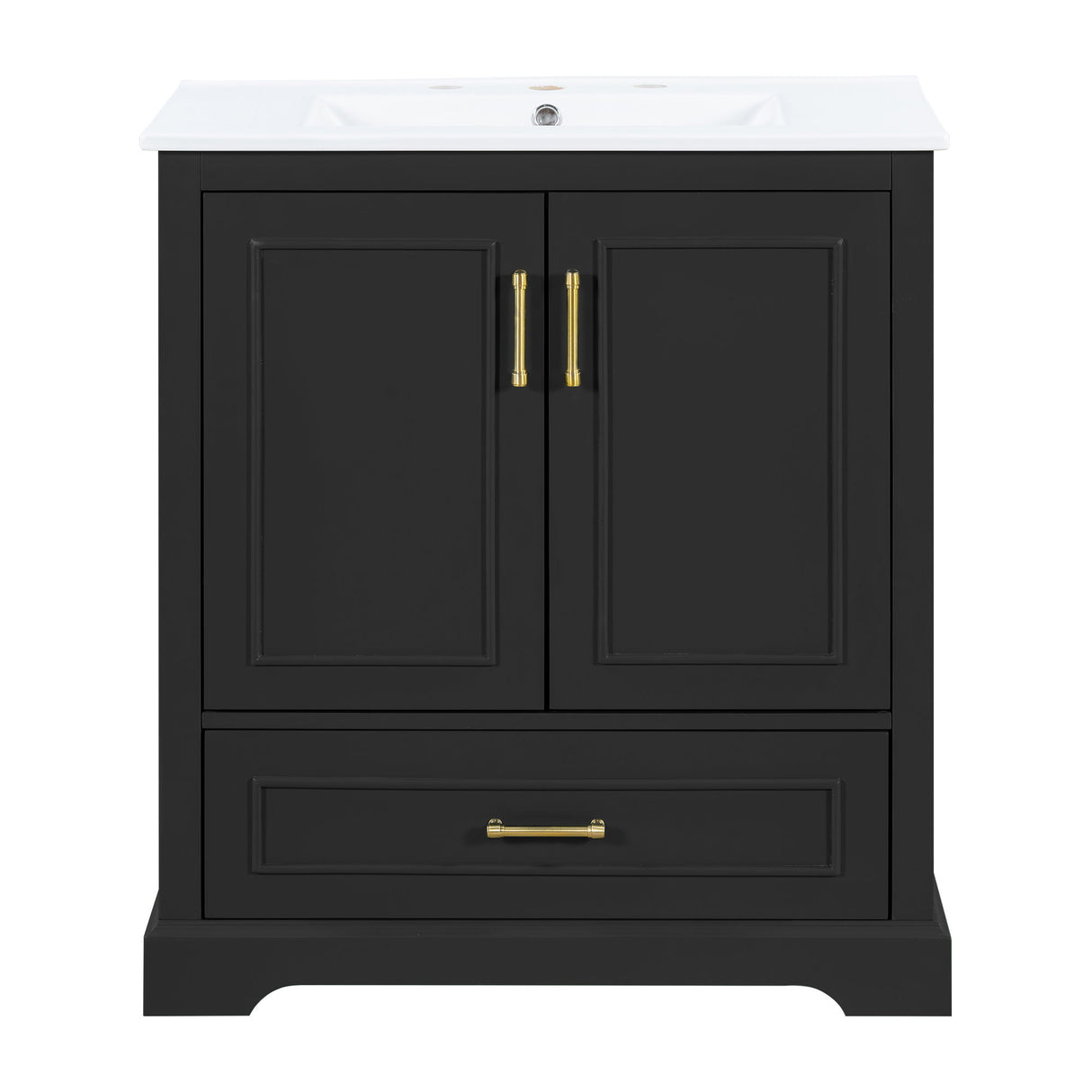 Bathroom Vanity With Sink, 1 Divided Drawer And 2 Soft Close Doors With Double Shelf