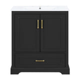 Bathroom Vanity With Sink, 1 Divided Drawer And 2 Soft Close Doors With Double Shelf