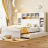 Bed With All In One Cabinet, Shelf And Sockets, Twin Long Trundle