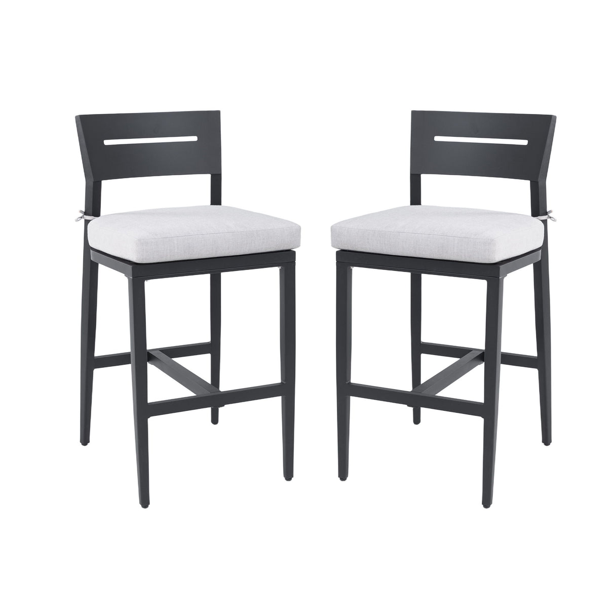 Modern Outdoor Bar Stools With Backrest And Footrest (Set of 2)