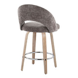 Renee - Upholstered Fixed-Height Barstool (Set of 2) - Whitewashed Wood