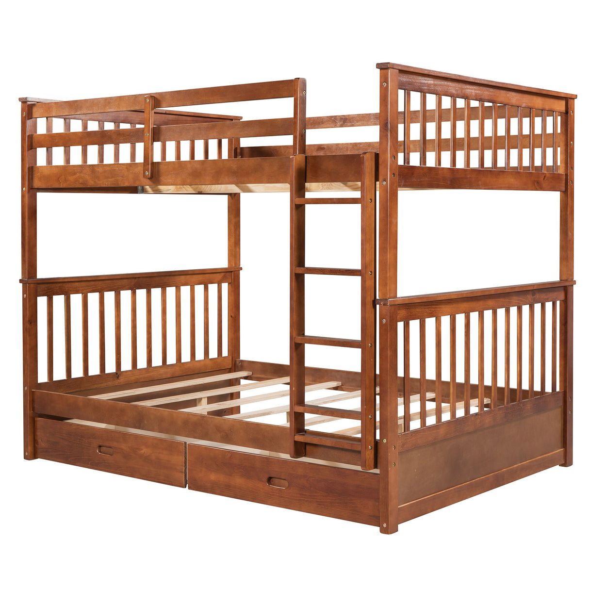 Bunk Bed With Ladders And 2 Storage Drawers