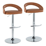 Grotto - Upholstered Adjustable Barstool - Chrome Metal Base