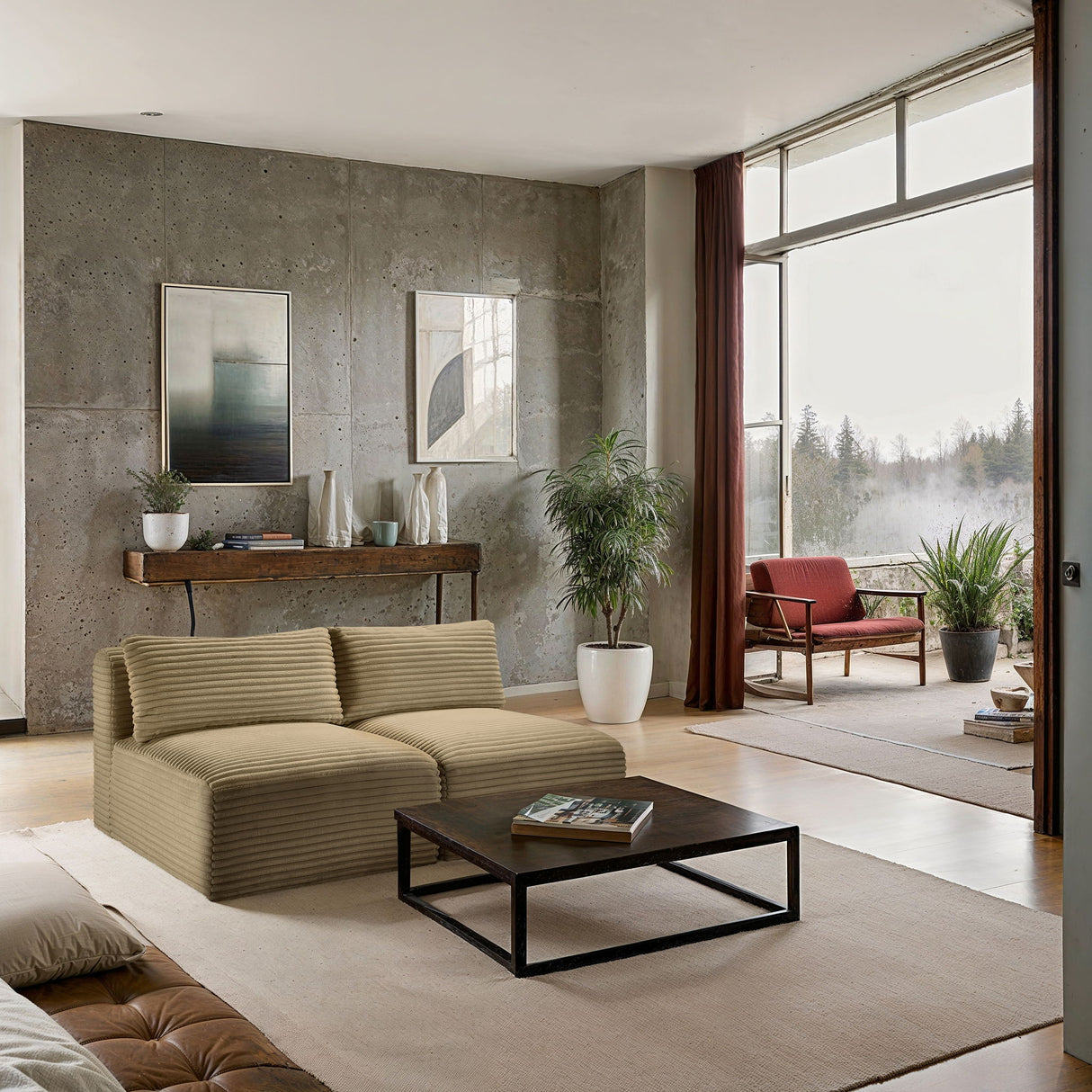 Shaggy - 2 Seat Modular Armless Sofa