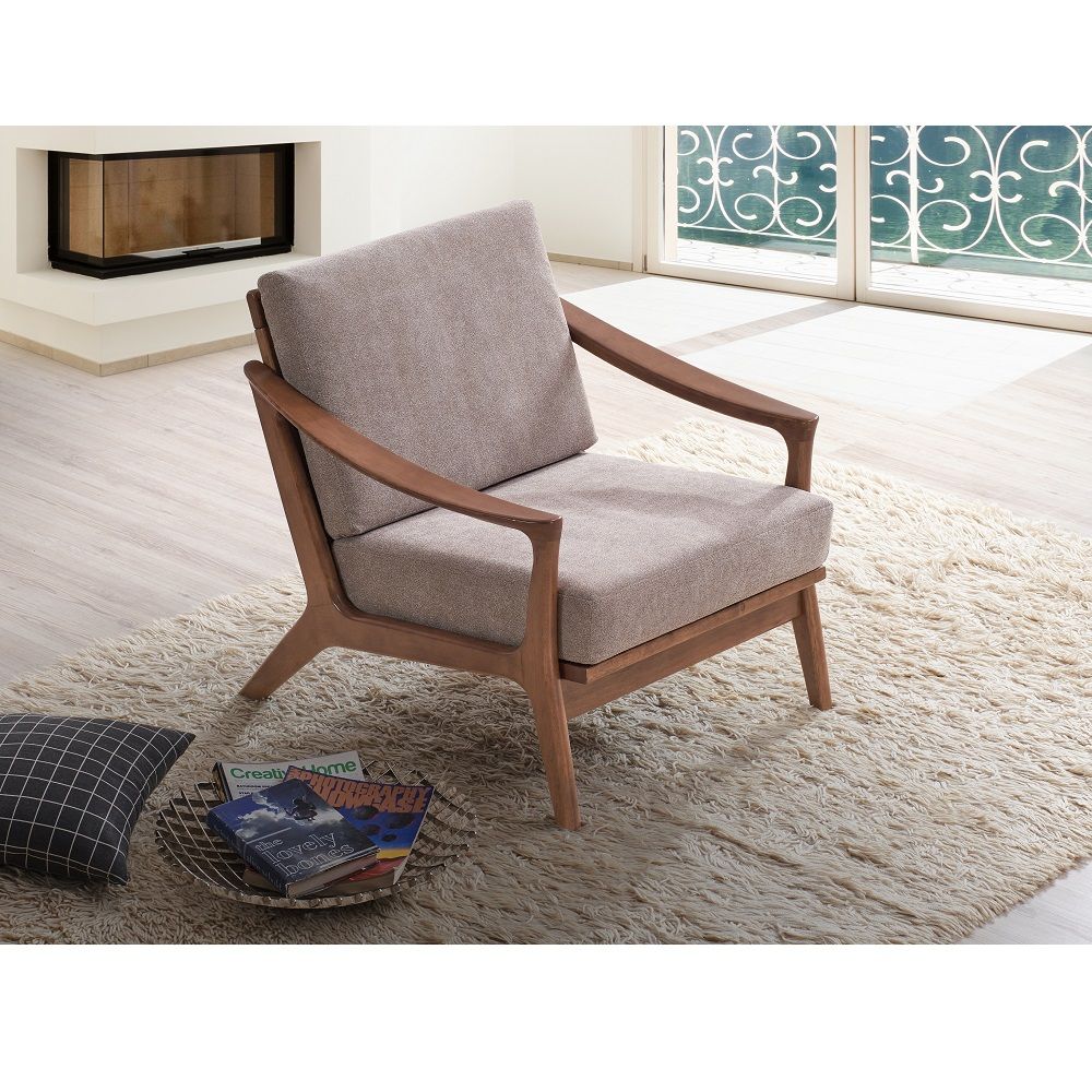 Lide - Accent Chair - Light Brown Fabric & Brown
