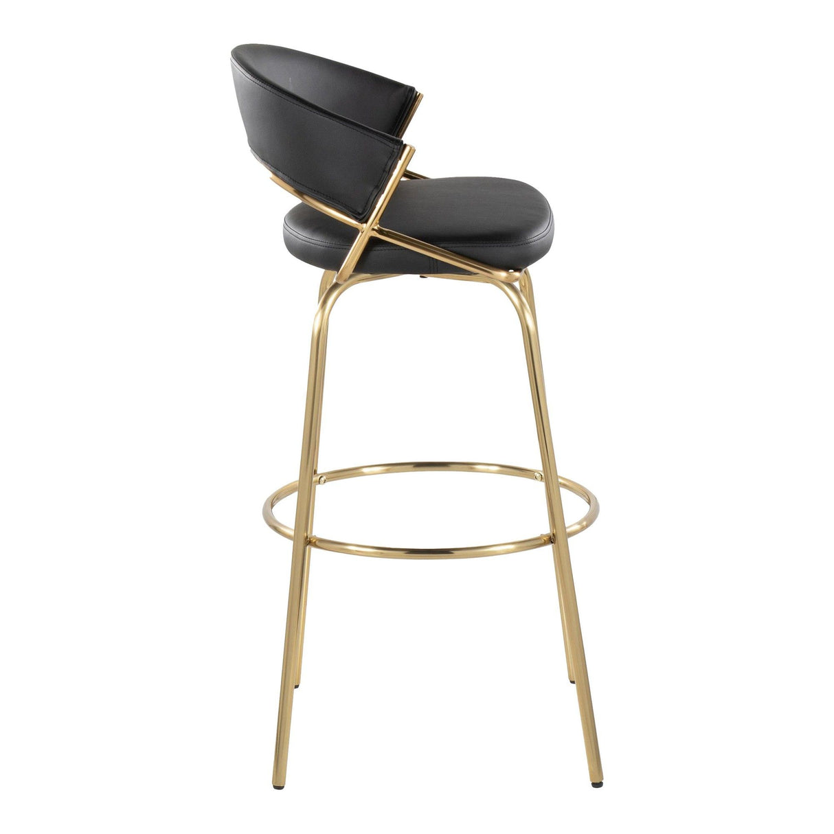 Jie - 30" Fixed-Height Barstool With Swivel - Gold Legs (Set of 2)