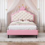Lovely Crown Fantasy Princess Bed With Tufted Headboard