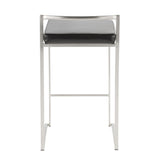 Fuji - Stackable Counter Stool (Set of 2) - Black Faux Leather