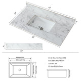Elegant Bathroom Vanity Top With Rectangular Ceramic Sink And Backsplash