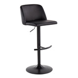 Toriano - Adjustable Bar Stool (Set of 2) - Black Steel With Rounded T Footrest And Black Faux Leather