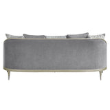 Fernando - Sofa With 5 Pillows - Gray Chenille & Champagne