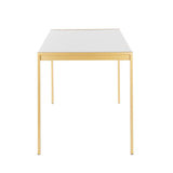 Fuji - Modern / Glam Dining Table - Gold Metal With White Marble Top