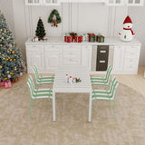 4 Piece Set Of Modern Color Block Designed Single Chairs With Long Table