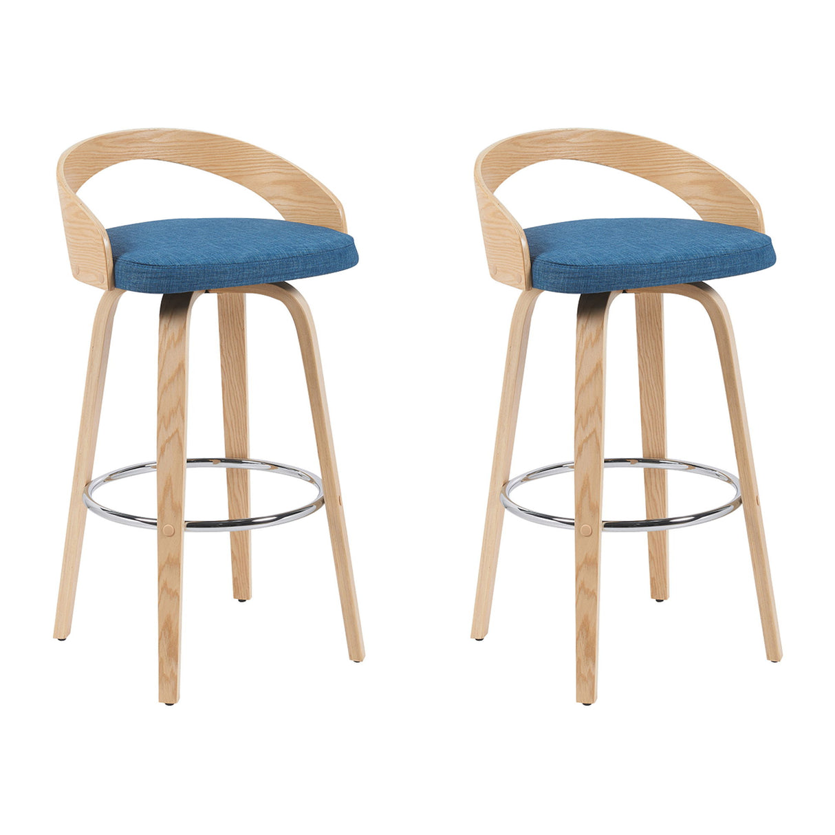 Sonia - Modern Swivel Bar Height Stool - Patterned Oak Wood Finish