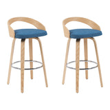 Sonia - Modern Swivel Bar Height Stool - Patterned Oak Wood Finish