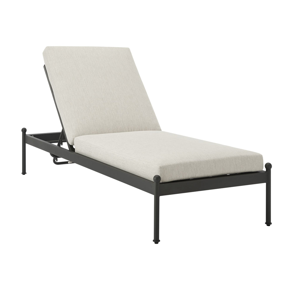 Leni - Outdoor Lounge Chaise With Cushions And Powder Coated Aluminum Frame - Moonveil / Warm Gray