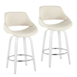 Cinch - Contemporary Fixed-Height Swivel Counter Stool (Set of 2) - White Wood And Chrome