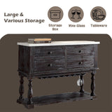 Gerardo - Server - White Marble Top & Weathered Espresso