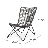 Outdoor Wicker Chair With Geometric Cross Base, (Set of 2) - Gray