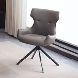 Damita - Camel Synthetic Leather Side Chair With Swivel (Set of 2) - Gray & Black Finsh