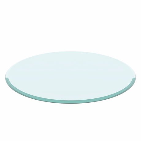 36" Round Tempered Glass Table Top Black Glass Thick Beveled Polished Edge