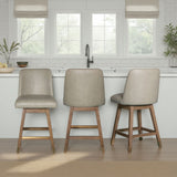 Amelia - Swivel Rubberwood Barstool With Faux Leather Seat