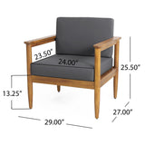 Outdoor Club Chair, Patio Chair With Teak Acacia Wood Frame - Dark Gray