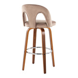 Ava - Upholstered Fixed-Height Barstool (Set of 2) - Walnut Wood Base