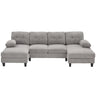 U-Shaped Sectional Sofa 103.5" Black Chenille Fabric Couch With Dual Chaise Lounges, Storage Pockets, Armrest Pillows