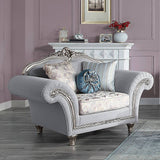 Pelumi - Chair With 3 Pillows - Light Gray Linen & Platinum