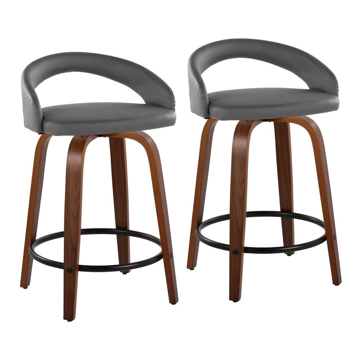 Grotto - 31" Upholstered Fixed-Height Counter Stool (Set of 2) - Walnut Wood Base