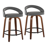 Grotto - 31" Upholstered Fixed-Height Counter Stool (Set of 2) - Walnut Wood Base