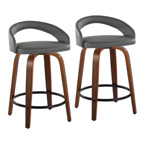 Grotto - 31" Upholstered Fixed-Height Counter Stool (Set of 2) - Walnut Wood Base