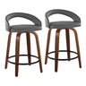 Grotto - 31" Upholstered Fixed-Height Counter Stool (Set of 2) - Walnut Wood Base