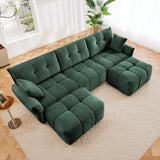 Sofa Set With Ottoman And Pillows, Textured, High Resilience Cushions