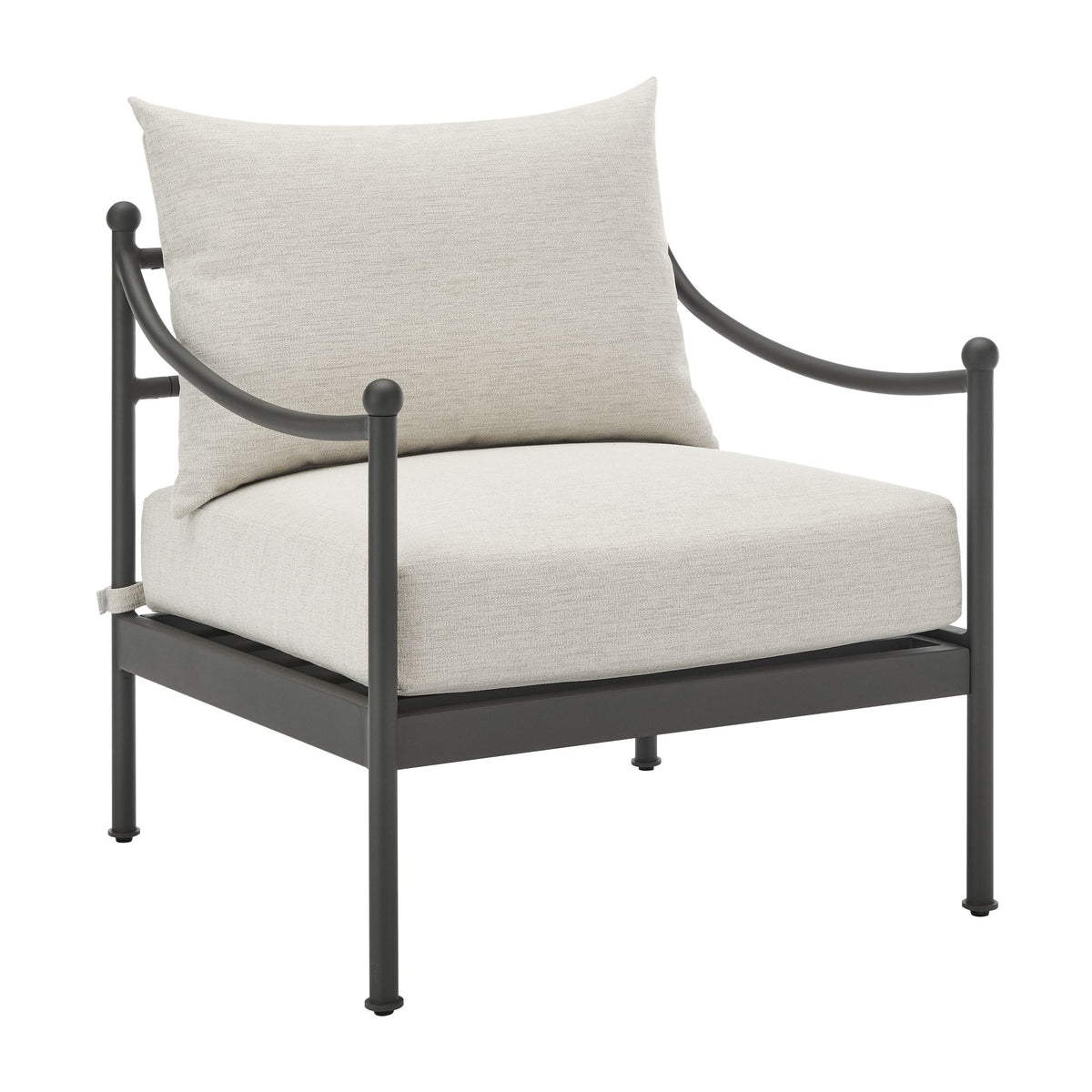Leni - Outdoor Club Chair With Cushions And Powder Coated Aluminum Frame - Moonveil / Warm Gray