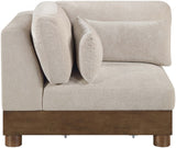 Turin - Chenille Fabric Upholstered Modular Corner Chair - Taupe / Brown Walnut