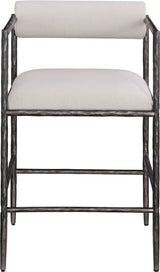 Axis - Linen Textured Beige Fabric Upholstered Counter Stool (Set of 2)
