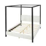 Queen Canopy Bed With Upholstery - White / Black