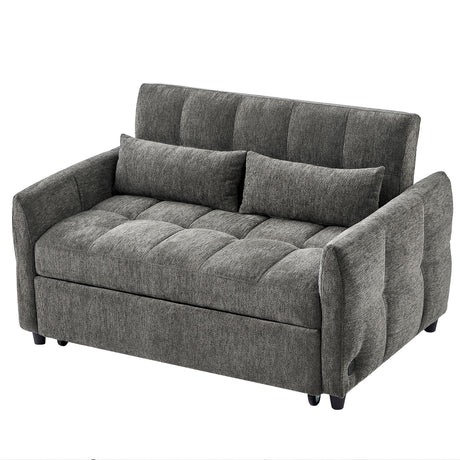 Loveseat Sofa Pull-Out Bed With Adjustable Backrest, 3 USB Ports And 2 Lumbar Pillows For Living Room