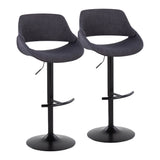 Fabrizzi - Adjustable Barstool With Rounded T Footrest (Set of 2) - Black Metal