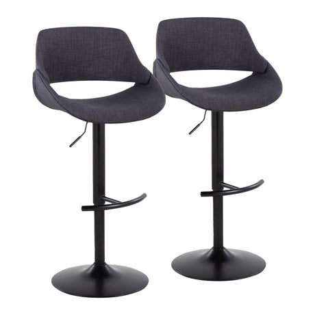 Fabrizzi - Adjustable Barstool With Rounded T Footrest (Set of 2) - Black Metal