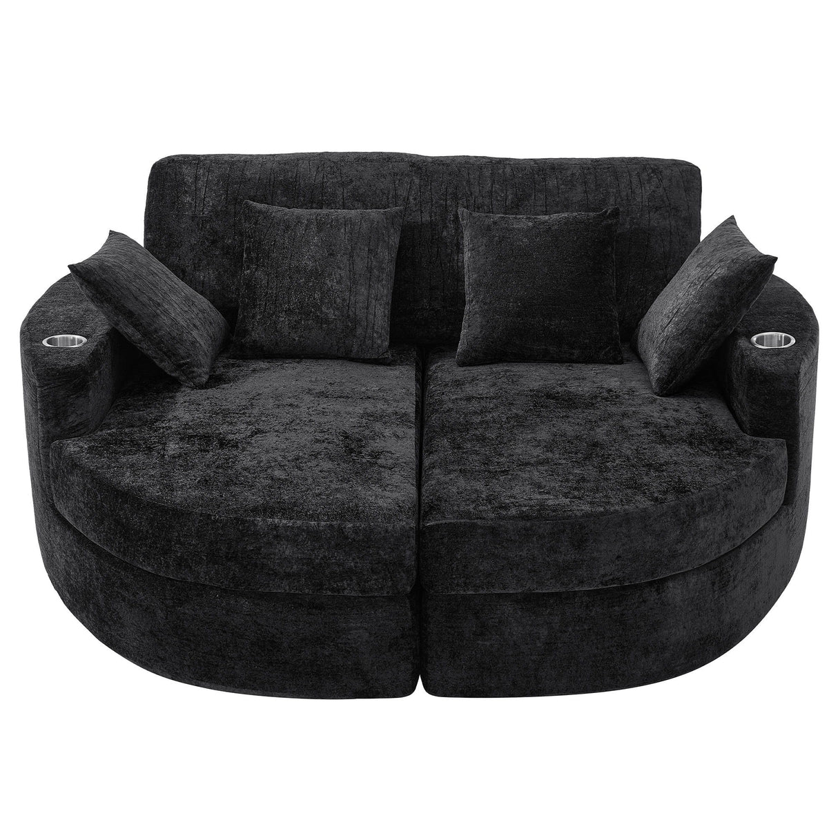 Boneless Design Upholstered Sofa Bed With Cup Holders