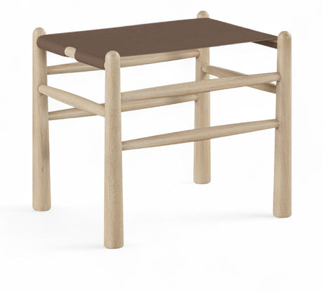 Santos - Faux Leather Upholstered Bench - Natural Frame