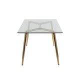 Clara - Contemporary/Glam Dining Table - Gold Metal And Clear Glass