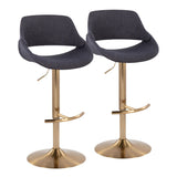 Fabrizzi - Adjustable Barstool With Swivel And Rounded T Footrest (Set of 2) - Gold Metal