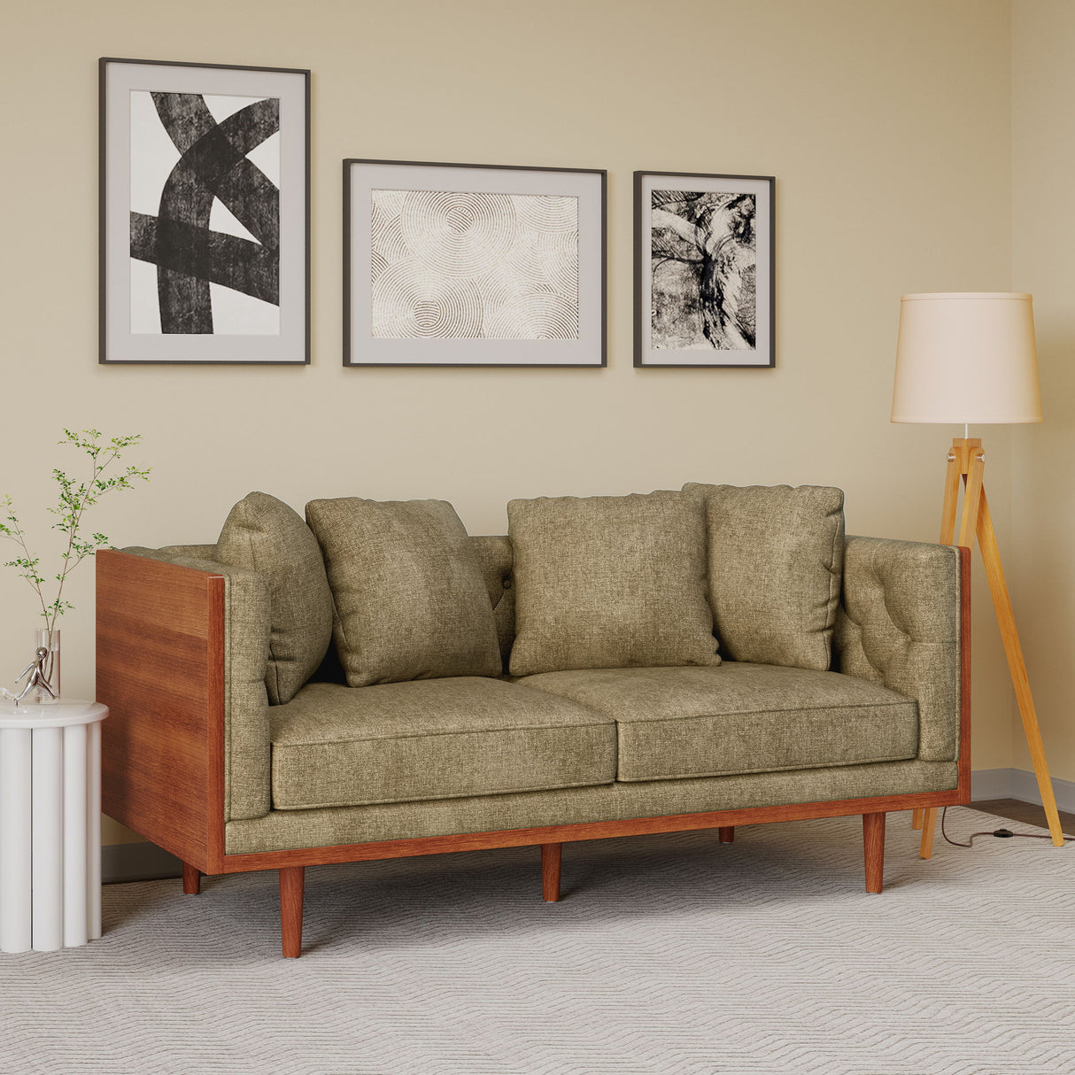 Retro Modern Loveseat With Button Tufted Upholstery