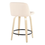 Toriano - 24" Fixed-Height Counter Stool (Set of 2) - Cream, Black And Natural